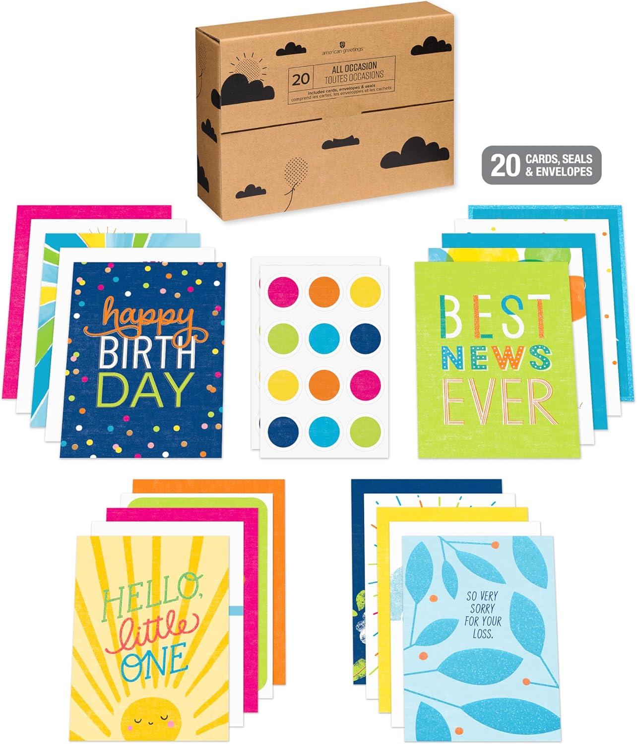 imageAmerican Greetings 20Count All Occasions Card Bundle with Envelopes Birthday Congrats Baby Anniversary Wedding Get Well Support Friendship Thank You and SympathyALL OCCASION 20 CARD BUNDLE