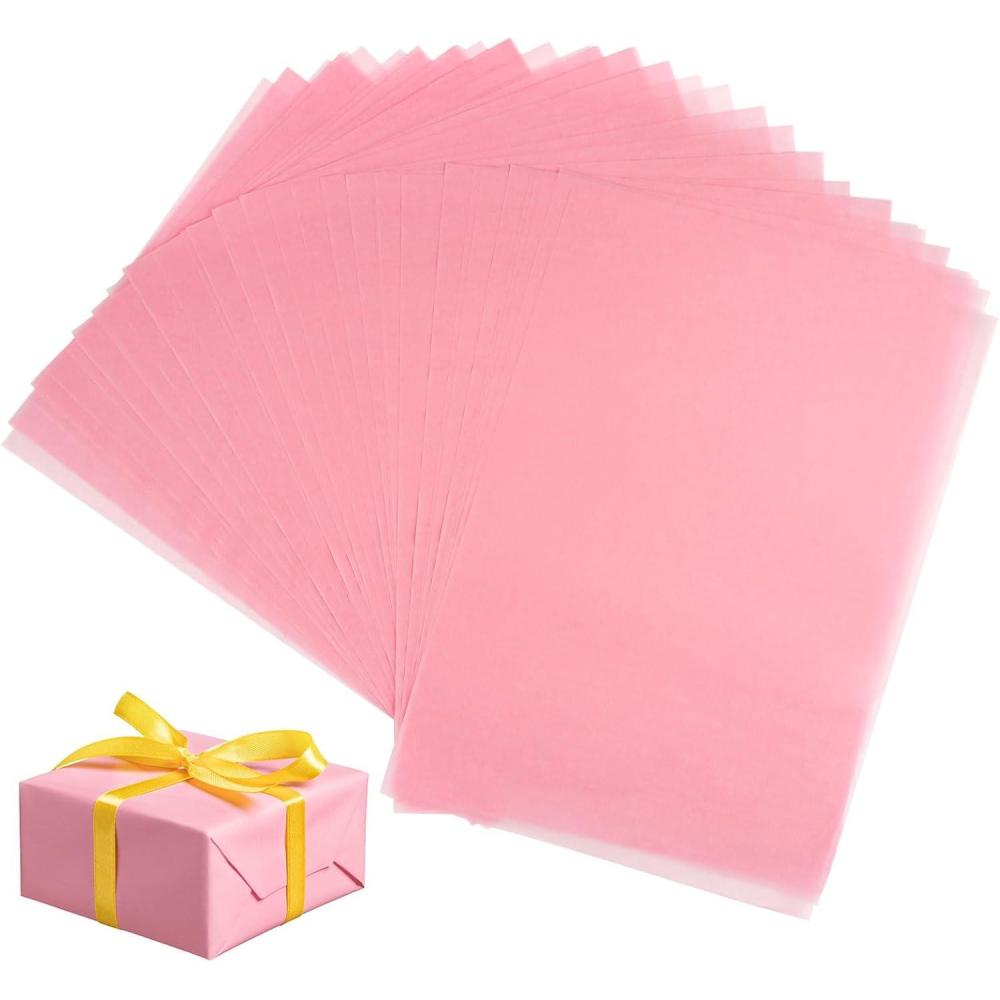 image60 Feuilles de Soie 70x50cm Papier Demballage Grand et Color Pour DIY et Loisirs Cratifs 20 Couleurs60 Feuilles Rose 21x30cm