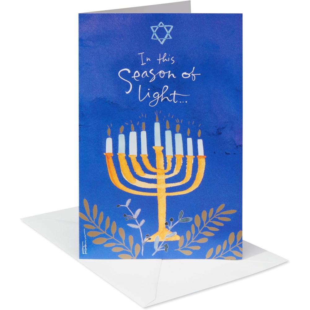 imageAmerican Greetings Cartes Hanoukka dans une bote avec enveloppes Menorah conues par Kathy Davis 12 pices