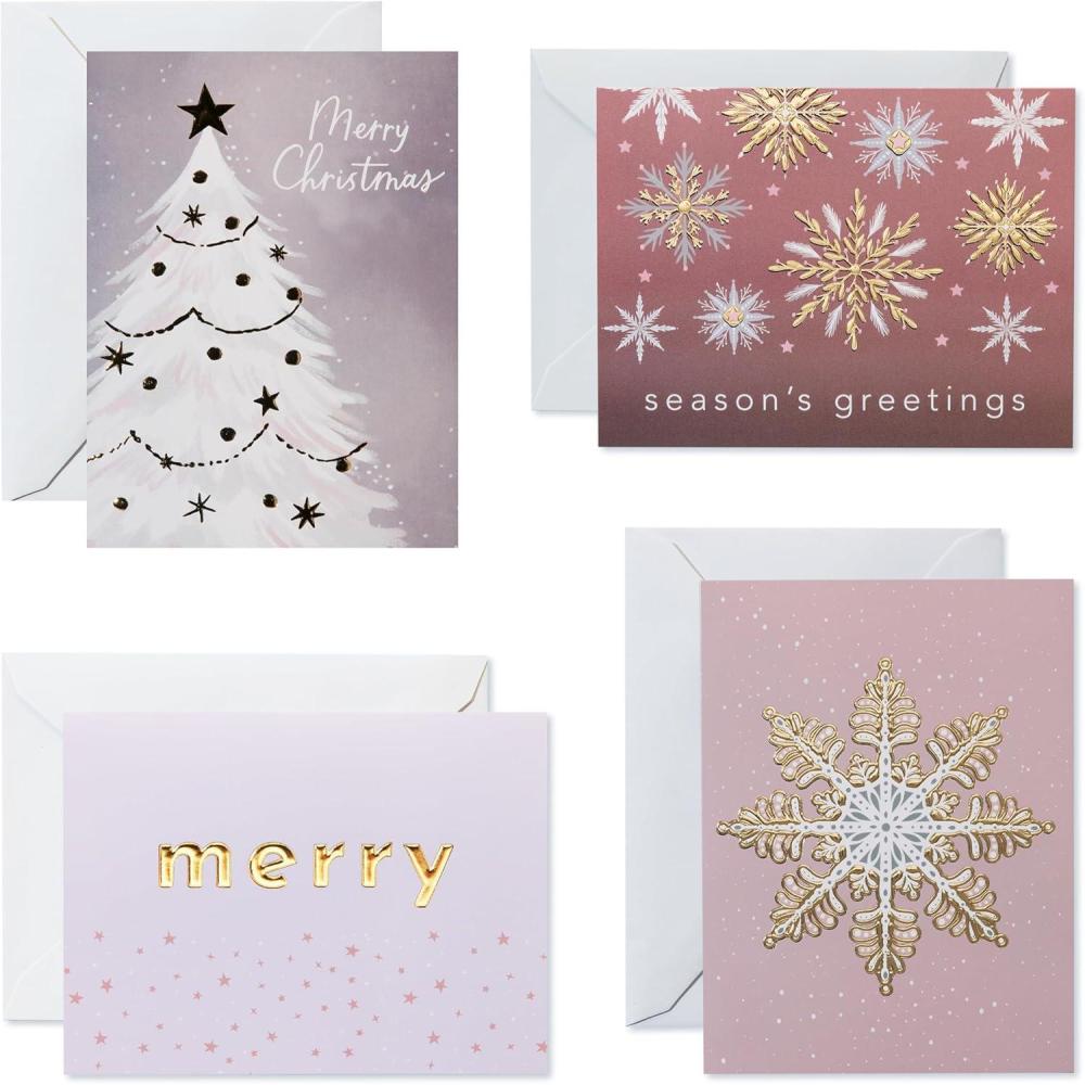 imageAmerican Greetings Lot de 20 cartes de Nol avec enveloppes motifs roses dors et argents