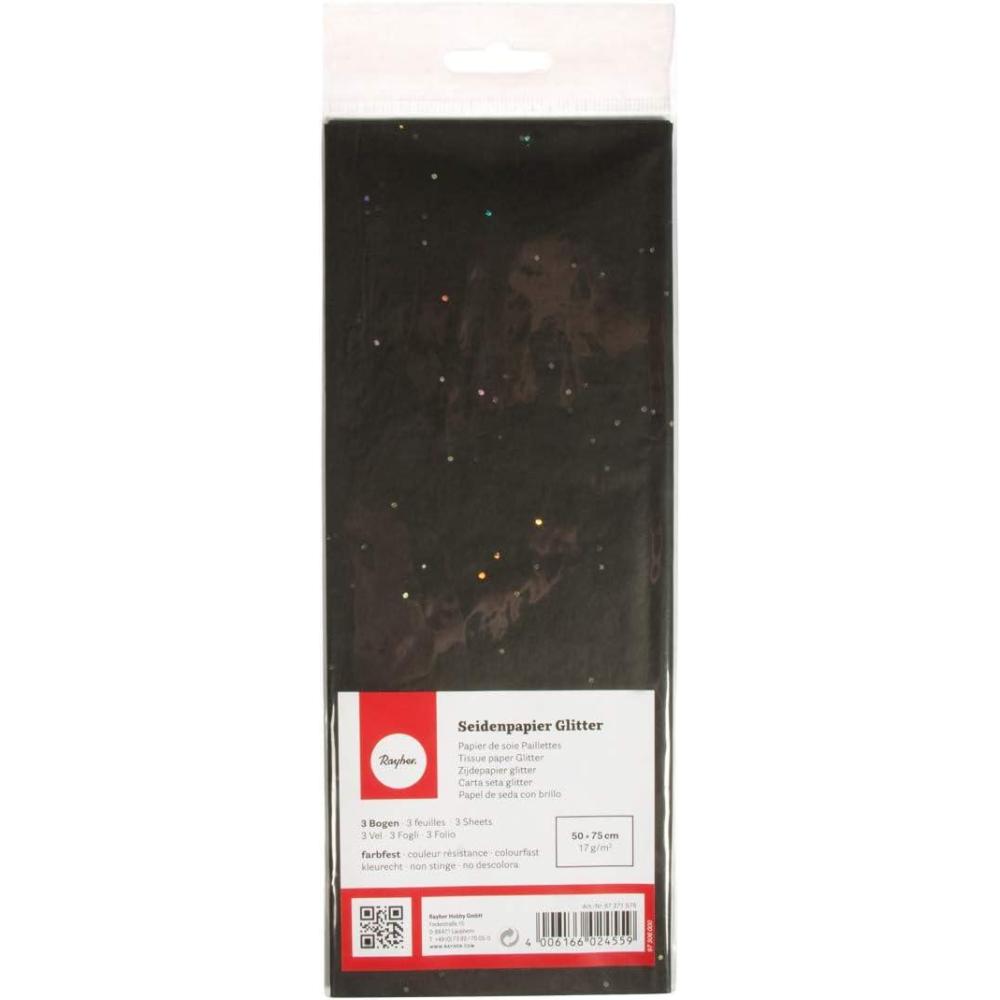imageRayher 67273616 Papier de soie Mtallique orPaillettes Noir