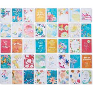 UK Greetings Lot de 40 cartes de vœux toutes occasions pour lui/elle/ami Motif Kathy Davis avec boîte souvenir(jaune)