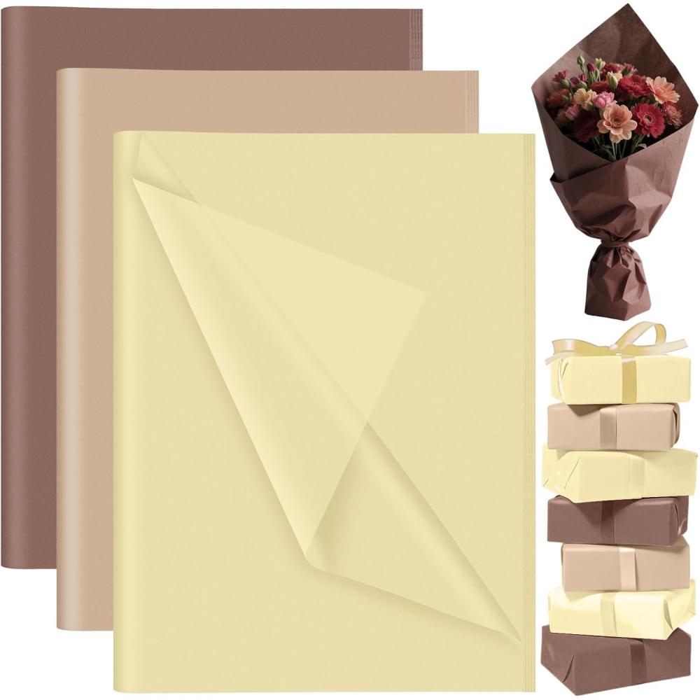 imagePLULON 60 feuilles de papier de soie marron feuilles de soie pour emballage cadeau danniversaire mariage construction dcorations de fteBrown