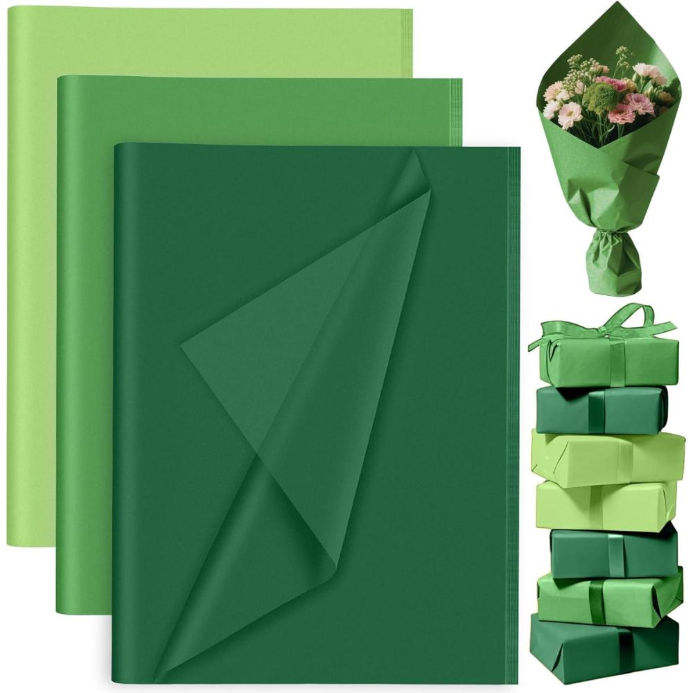 imagePLULON 60 feuilles de papier de soie marron feuilles de soie pour emballage cadeau danniversaire mariage construction dcorations de fteGreen