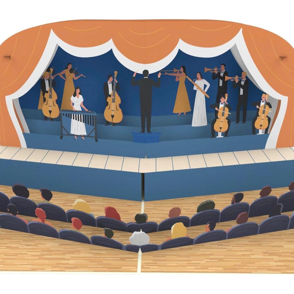 imageCarte PopUp Instruments de musique Carte de vux 3D pour un anniversaire comme bon pour un concert des cours de musique ou un nouvel instrumentOrchestre
