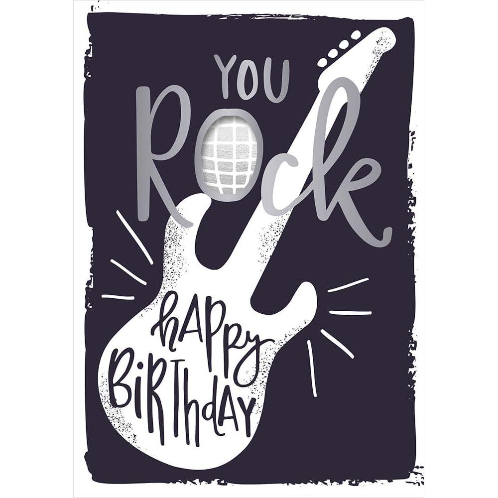 imageCarte de vux originale pour anniversaire carte musicale avec son chanson We will rock you We will rock you