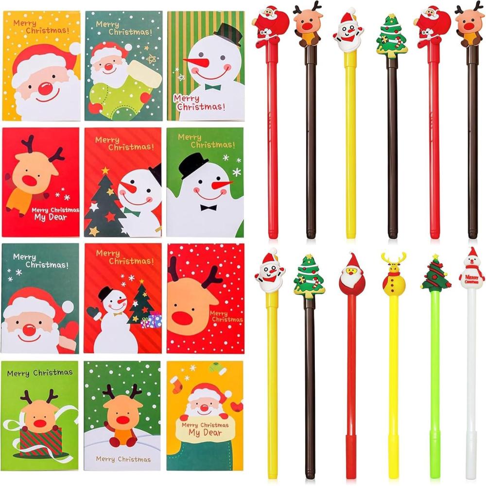 imageSunshine smile Lot de 24 mini blocnotes de Nol Mini journal de Nol Pour enfants Sac portable Pre Nol bonhomme de neige Pour filles et garonsBlocnotes stylo bille D