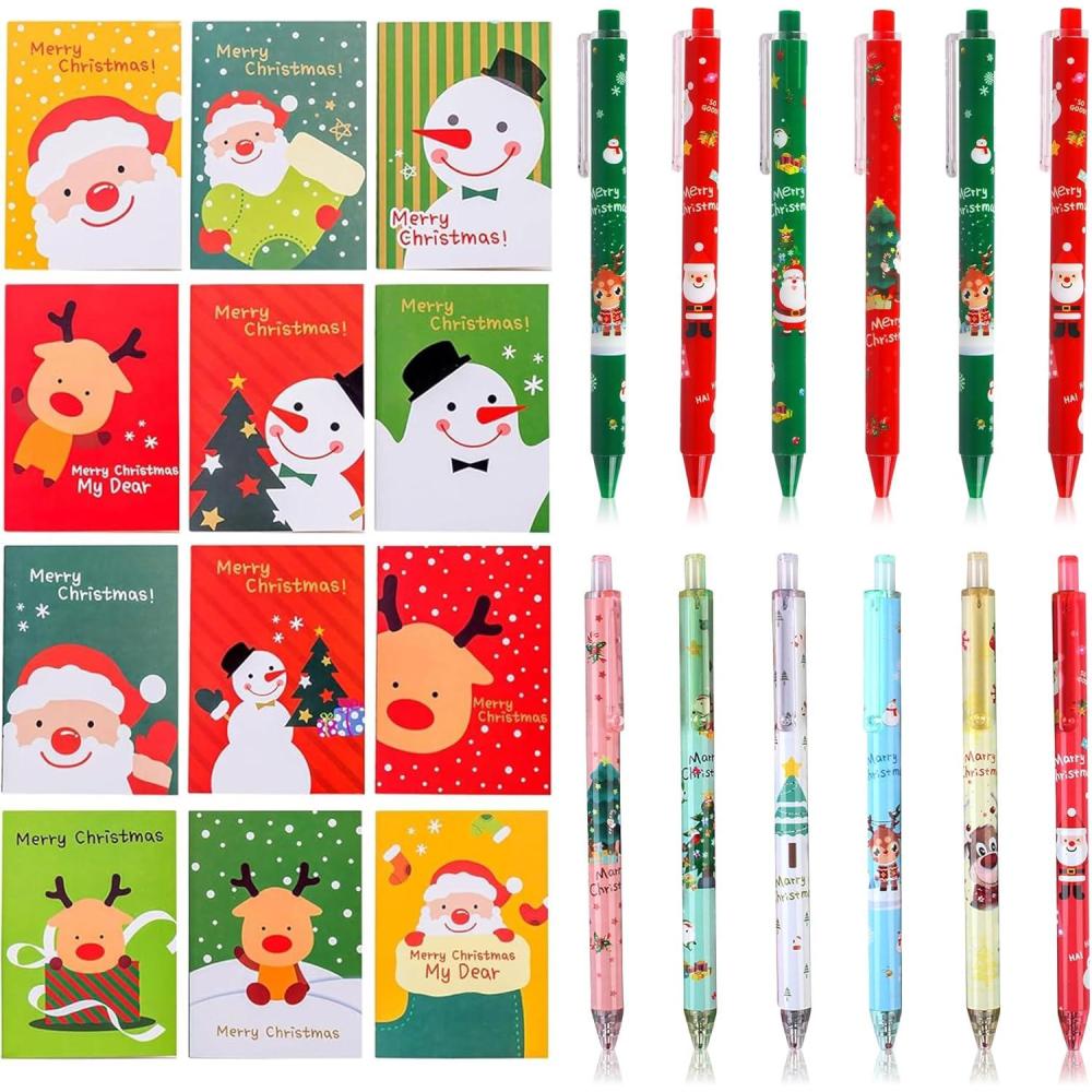 imageSunshine smile Lot de 24 mini blocnotes de Nol Mini journal de Nol Pour enfants Sac portable Pre Nol bonhomme de neige Pour filles et garonsBlocnotes stylo bille A