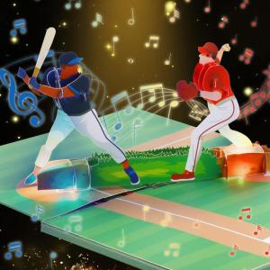 Cartes d&rsquo;anniversaire train musical, carte d&rsquo;anniversaire pop-up avec lumières 3D et musique, carte joyeux anniversaire, cadeau d&rsquo;anniversaire train amusant, pour fils fille garçons filles(Carte de baseball)