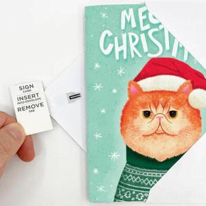Générique Cartes De Noël Musicales Endless Meowy, Cartes De Noël À Paillettes pour Chats, Chanson De Noël De Plus De 3 Heures, Carte De Vœux De Noël Farce, avec Enveloppe Noel