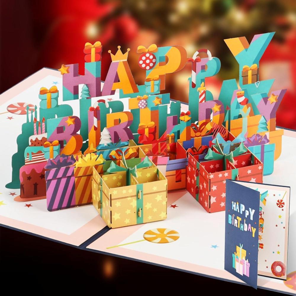 image3D Carte Anniversaire Musicales et Lumineuses Carte de Voeux avec Music et Lumire Carte danniversaire PopUp 3D avec Enveloppe Carte Happy Birthday pour Fille GaronCadeau