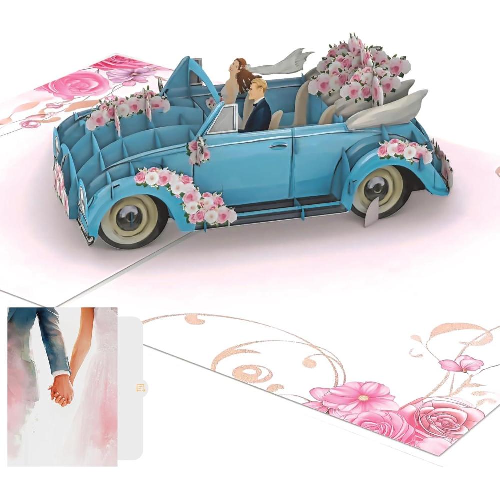 imageCarte PopUp pour Billets de Concert Cadeau Musical 3D pour Anniversaire Bon Original pour Fans de Musique et Festivals PopUp 3D Voiture de Mariage