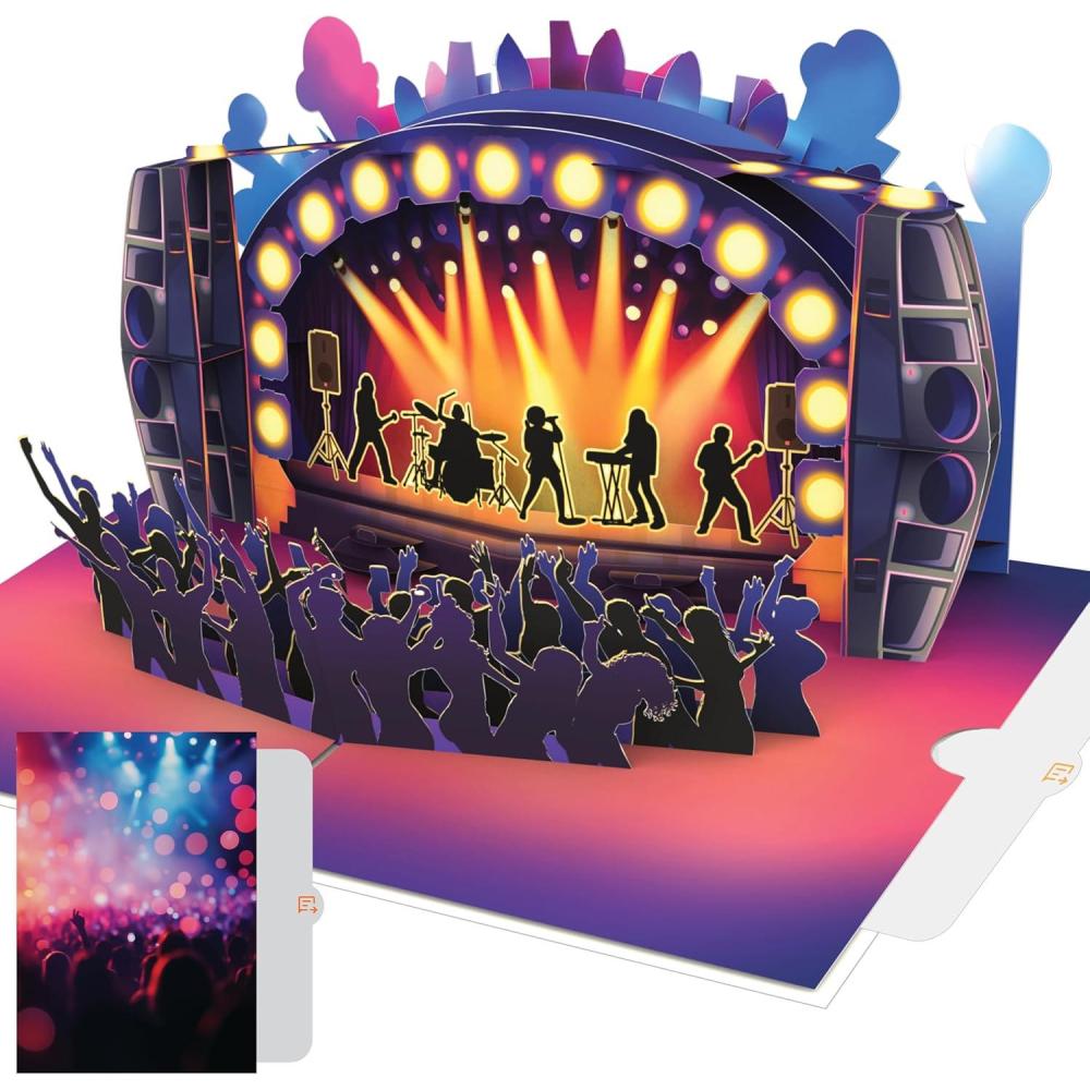 imageCarte PopUp pour Billets de Concert Cadeau Musical 3D pour Anniversaire Bon Original pour Fans de Musique et Festivals PopUp pour Billets de Concert