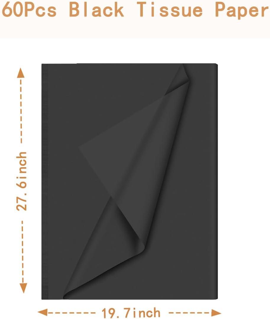 image60 feuilles de papier de soie blanc grand format 698 x 508 cm pour loisirs cratifs Nol anniversaire emballage cadeau dcoration de fteBlack