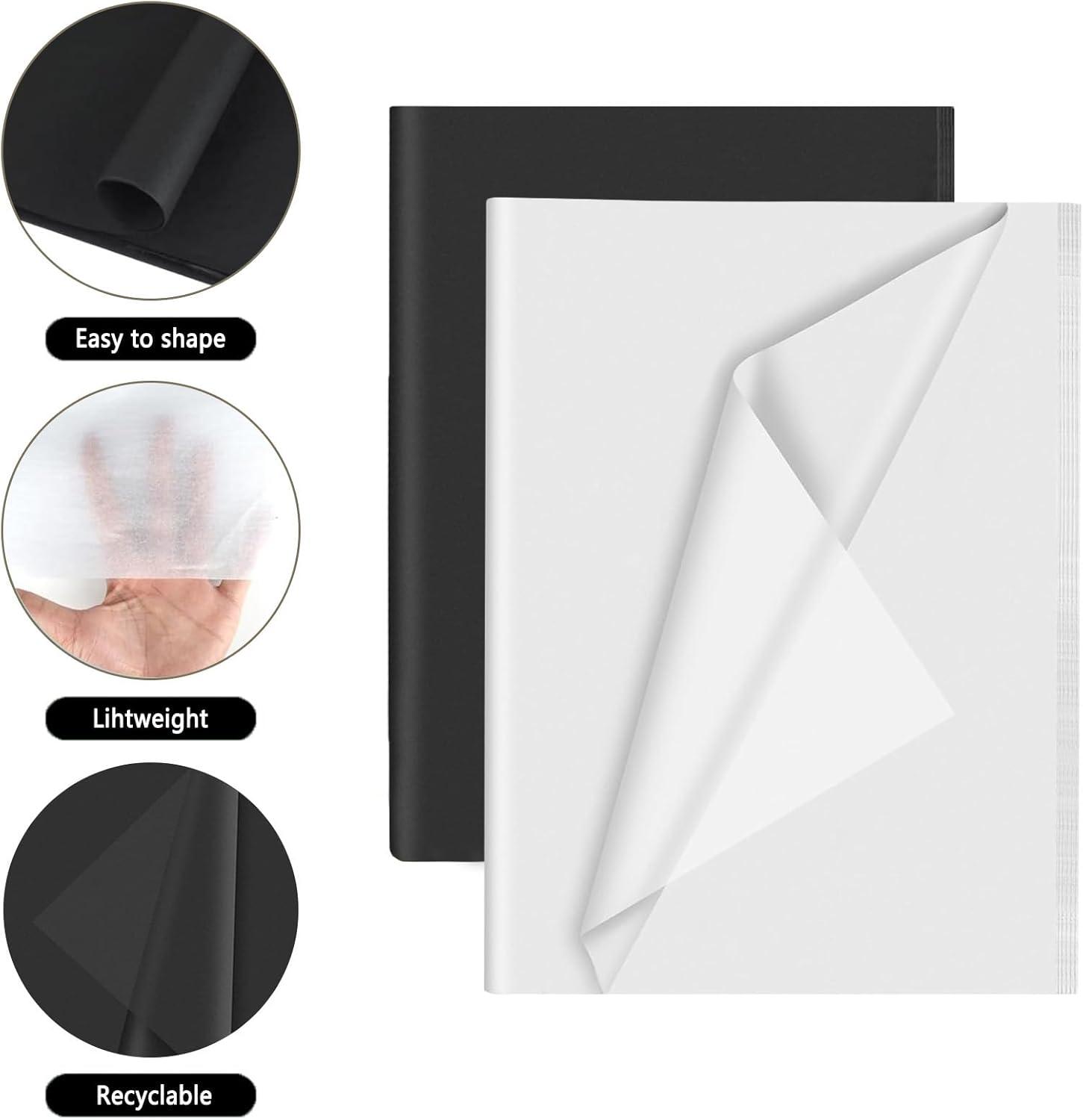 image60 feuilles de papier de soie blanc grand format 698 x 508 cm pour loisirs cratifs Nol anniversaire emballage cadeau dcoration de fteBlack