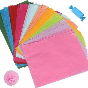 100 Feuilles Papier de Soie, 21x30cm Papier D’emballage, Papier de Soie Emballage Coloré, Papier de Soie Pour Pompons, DIY et Loisirs Créatifs(10 Couleurs)(Dark color)