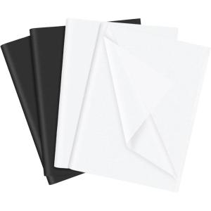60 Feuilles de Papier de Soie Blanc et Noir, 35 x 50 cm pour Emballage Cadeau d&rsquo;Anniversaire, Artisanat d&rsquo;Art et Mariage(Black and white)