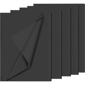 60 feuilles de papier de soie blanc grand format, 69,8 x 50,8 cm, pour loisirs créatifs, Noël, anniversaire, emballage cadeau, décoration de fête(Black)