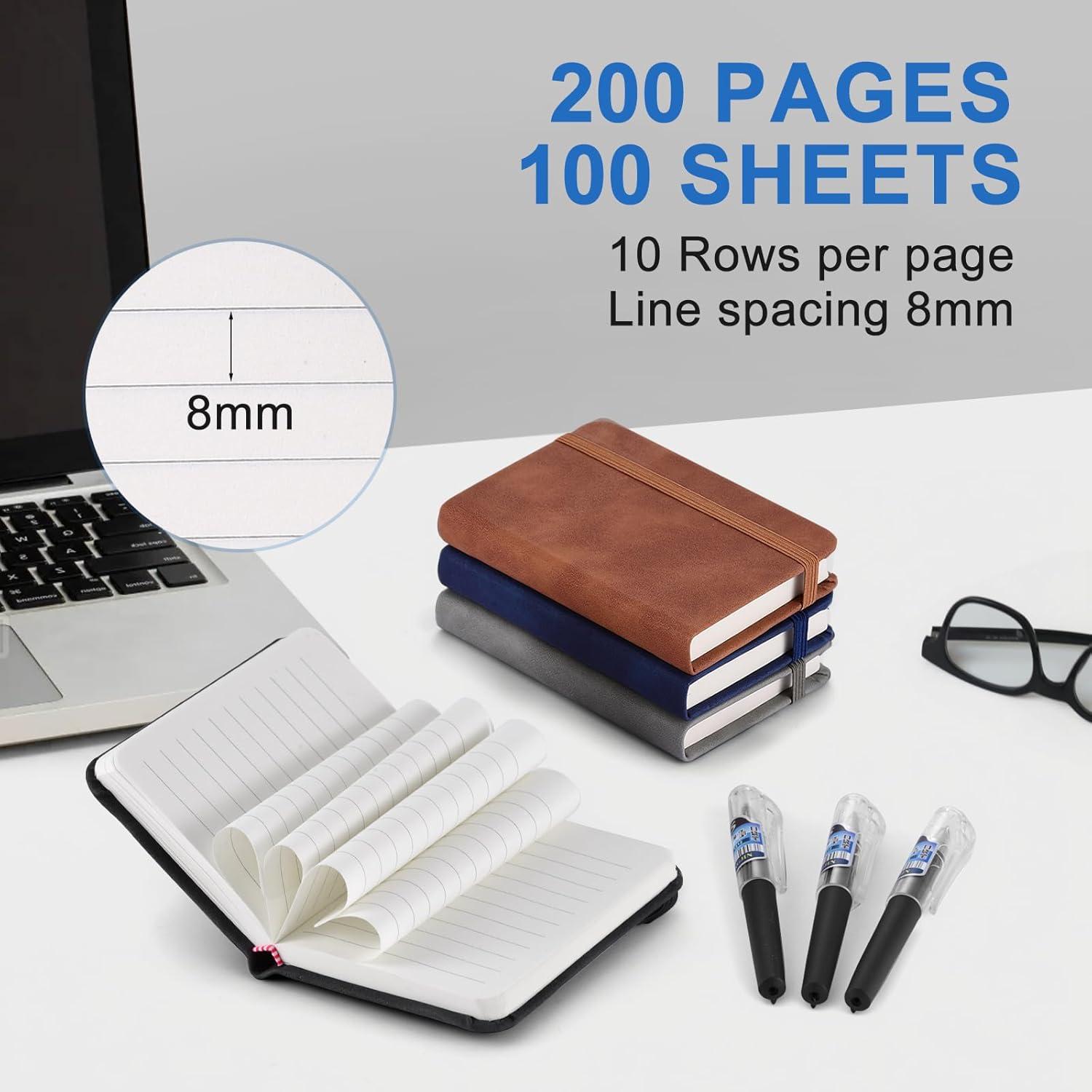 image4 Pices Carnet de Notes Mini Bloc Note avec 4 Stylos Petit Cahier de Note A7 111 x 75 cm Petit Carnet avec Fermeture lastique Carnet de Poche en Cuir PU pour Lcole Le Travail Les Runions