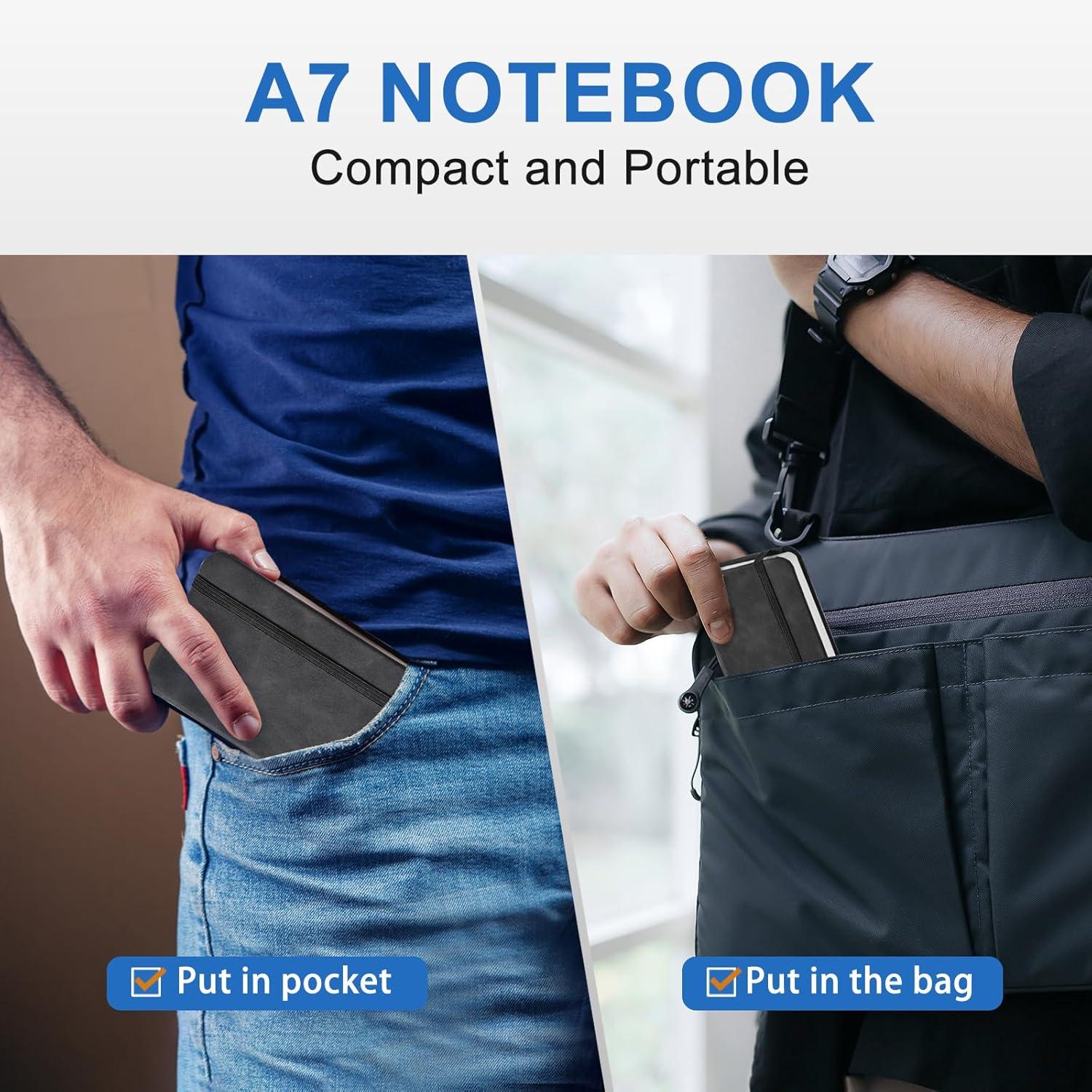 image4 Pices Carnet de Notes Mini Bloc Note avec 4 Stylos Petit Cahier de Note A7 111 x 75 cm Petit Carnet avec Fermeture lastique Carnet de Poche en Cuir PU pour Lcole Le Travail Les Runions