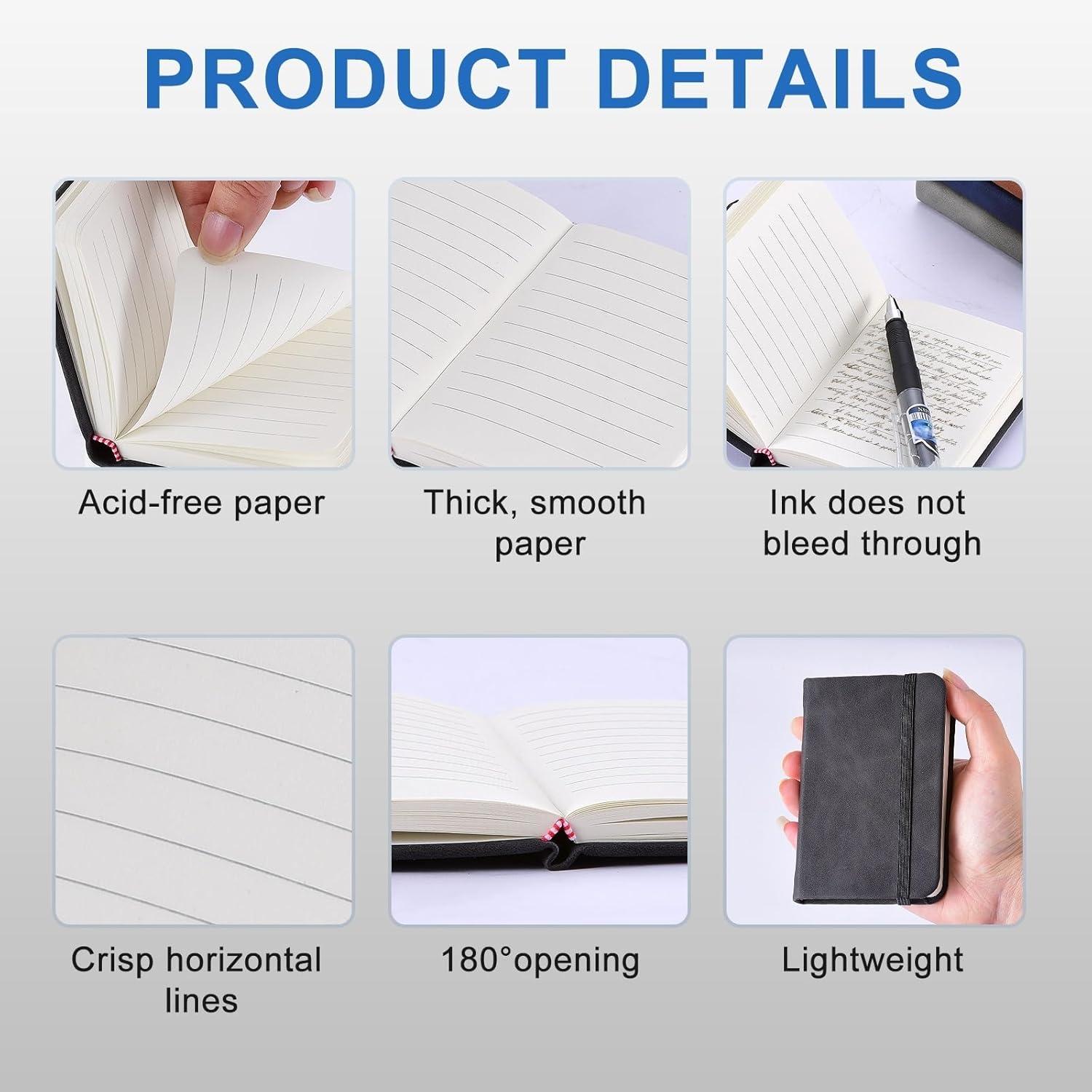 image4 Pices Carnet de Notes Mini Bloc Note avec 4 Stylos Petit Cahier de Note A7 111 x 75 cm Petit Carnet avec Fermeture lastique Carnet de Poche en Cuir PU pour Lcole Le Travail Les Runions