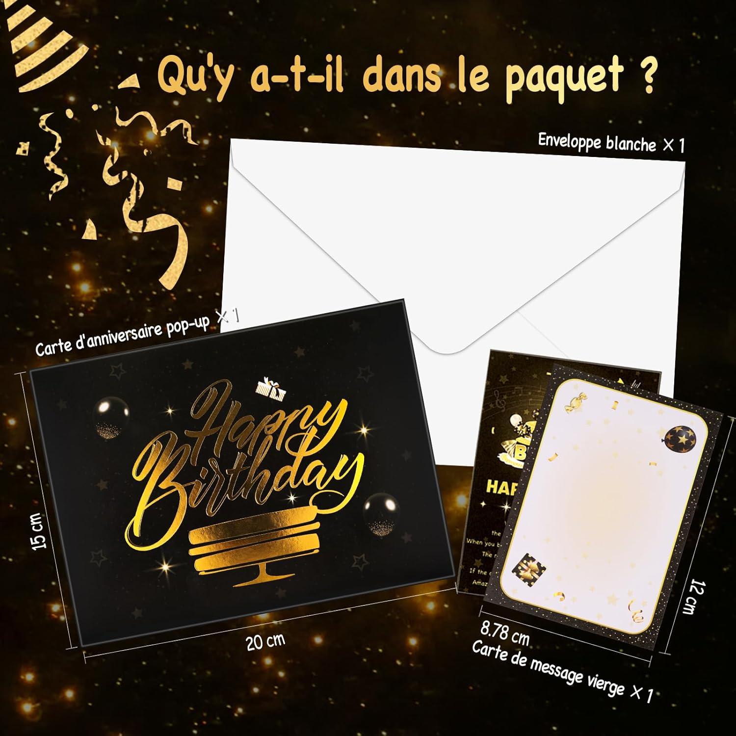 imageCarte danniversaire popup 3D avec lumires et son bougie LED souffle avec capteur carte de vux musicale chantante pour homme femme enfant