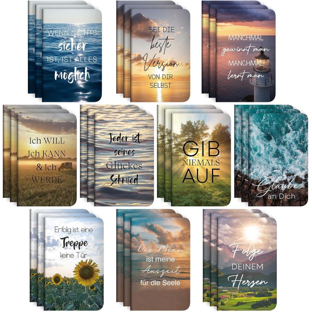imageTenare 30 Pices Mini BlocsNotes avec Inscription Petits Cahiers Ligns Inspirants BlocNotes Agenda de Poche Mini Agendas Cadeaux pour Maison Bureau Scolaire 10 Styles Couverture Papier KraftPaysage
