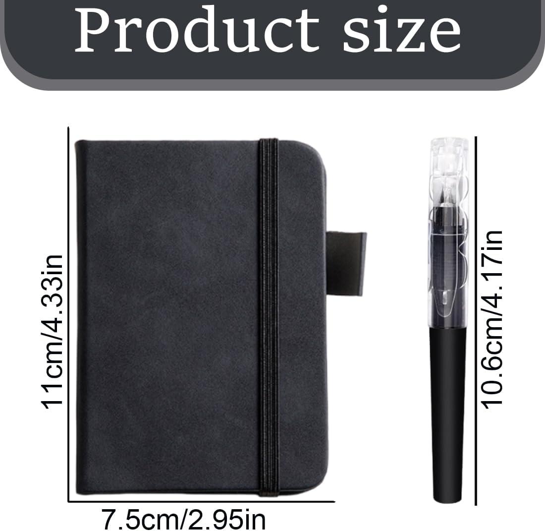 image1 Pice Petit Carnet de Notes de Poche avec 2 Stylo Couverture en Cuir Noir Mini Carnet A7 96 Pages Rigide Papier pais pour Travail tudes et Voyage A7 Noir