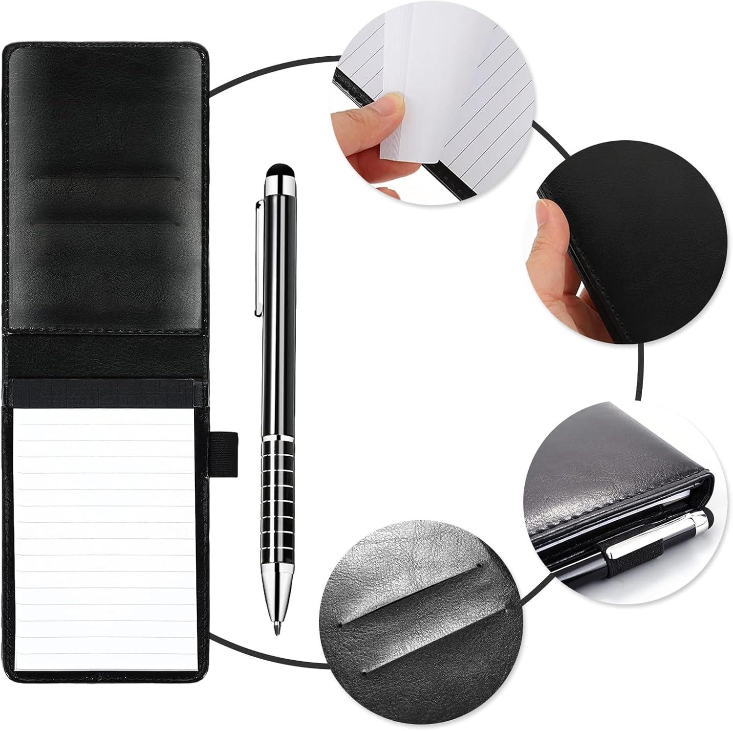 imageMini Bloc Notes De Poche Cuir Pu Carnet De Poche Bloc Note A7 Avec Stylo Et 4 X 60 Papiers BlocsNotes De Remplacement Pour cole Bureau NoirNoir