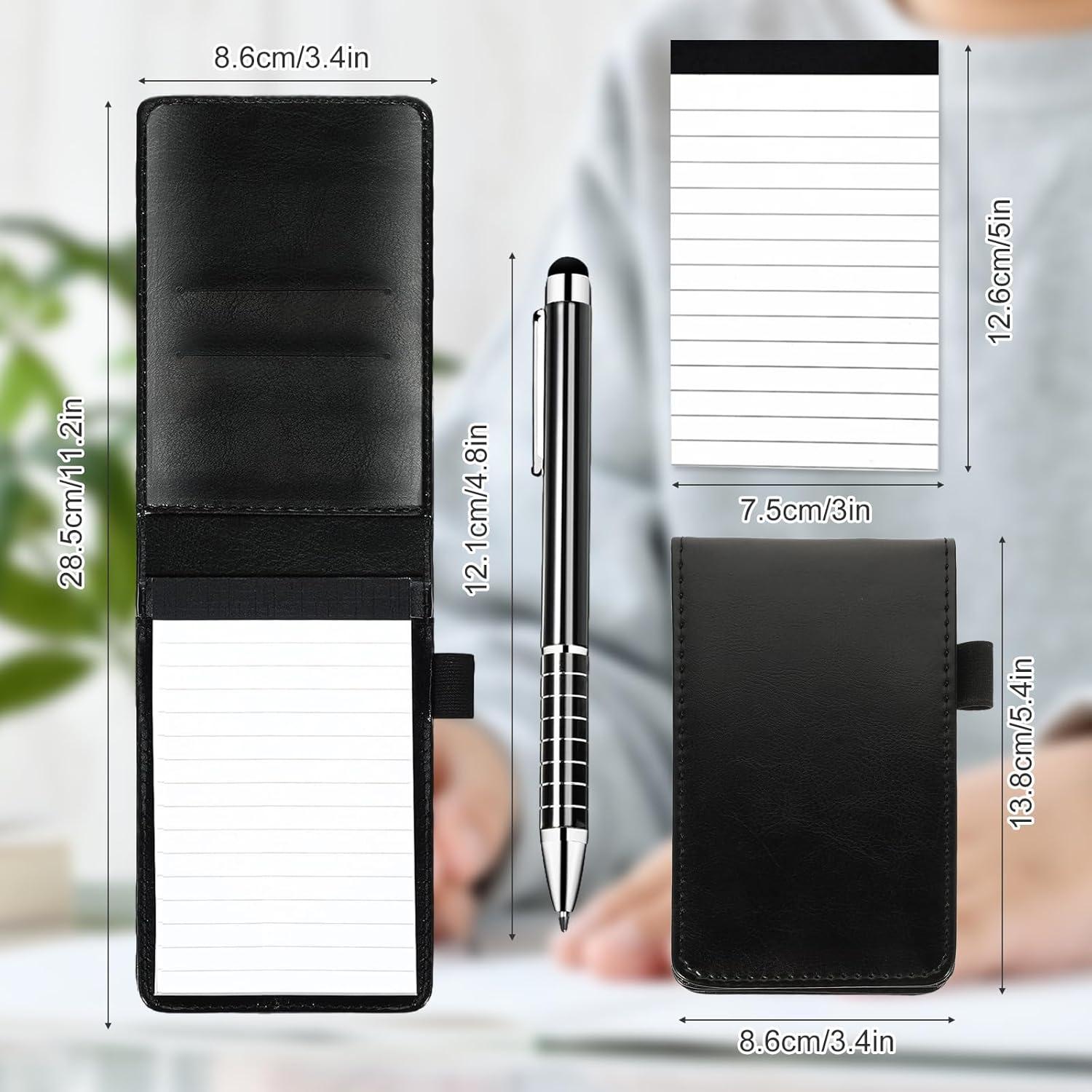 imageMini Bloc Notes De Poche Cuir Pu Carnet De Poche Bloc Note A7 Avec Stylo Et 4 X 60 Papiers BlocsNotes De Remplacement Pour cole Bureau NoirNoir