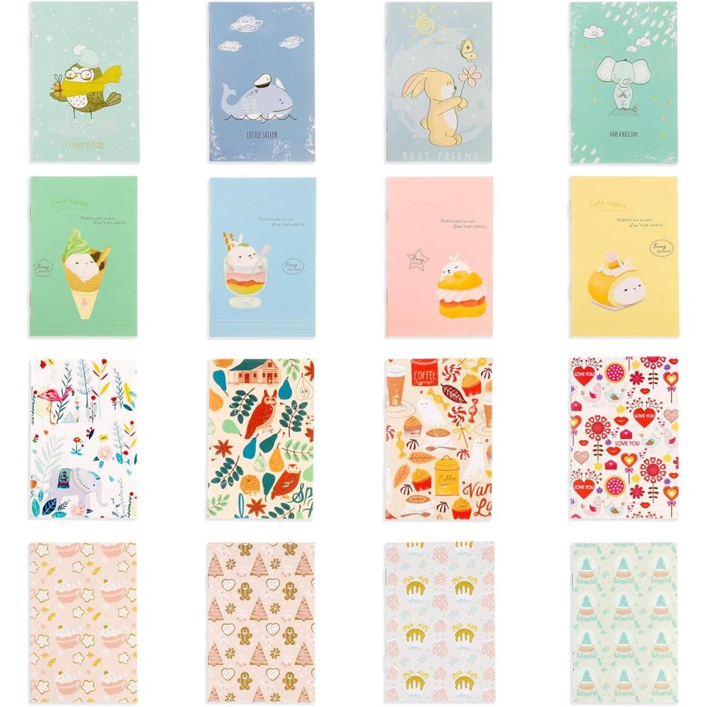 image16 Pices Mini Carnet Enfant Petits Carnets de Notes de Poche Cahier Enfant Lot Cahier Kawaii Portables en Papier Naturel Pour Crer des Listes Planifier des Voyages Prendre des Cours