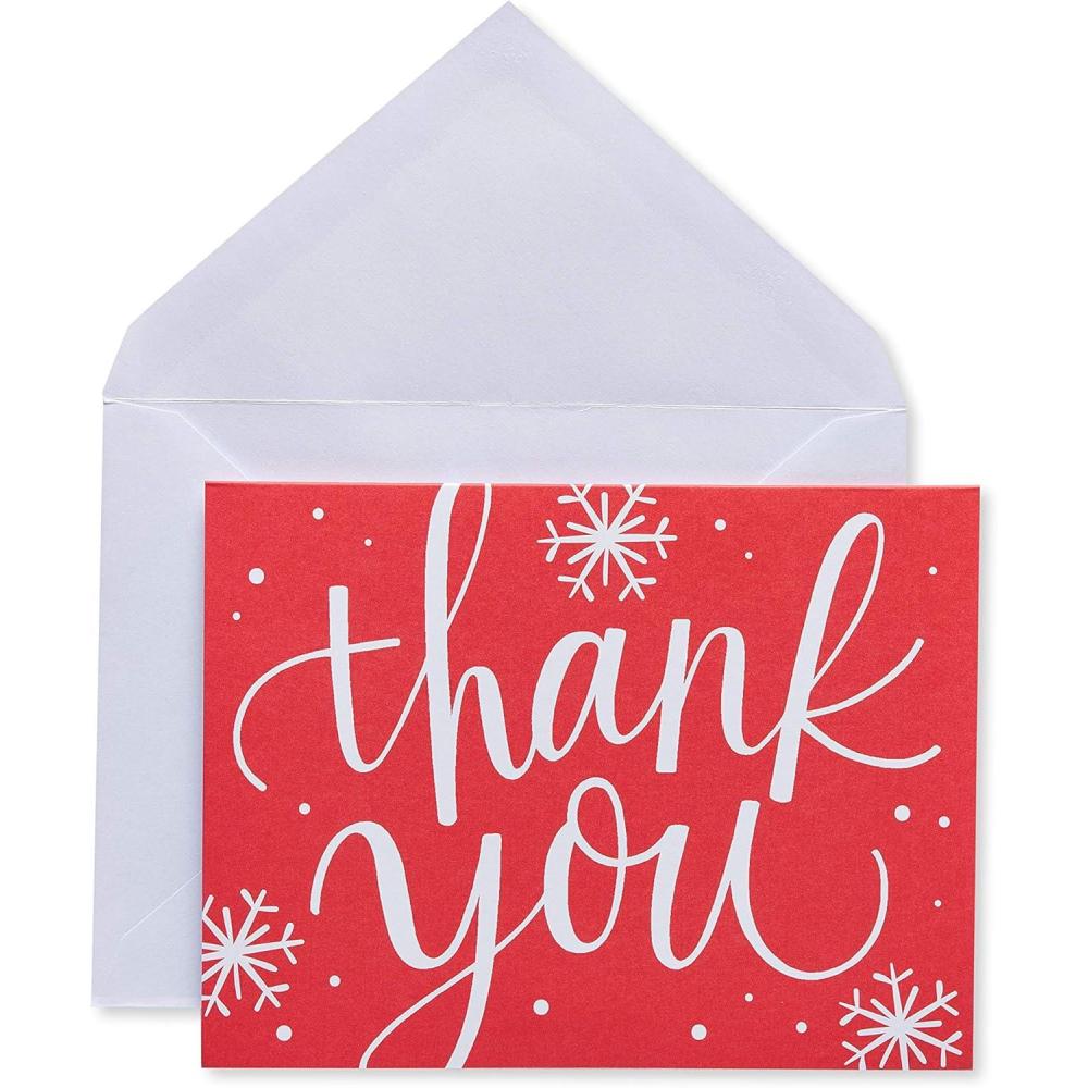 imageAMERICAN GREETINGS Lot de 25 cartes de remerciement et enveloppes Motif flocon de neige Rouge