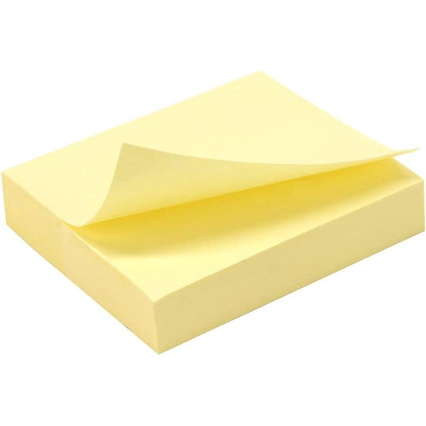 imageWAYTEX 931641 Notes autocollantes mini bloc de 100 feuilles jaune 75 mm x 125 mm adhsives repositionnables40 x 50 mm