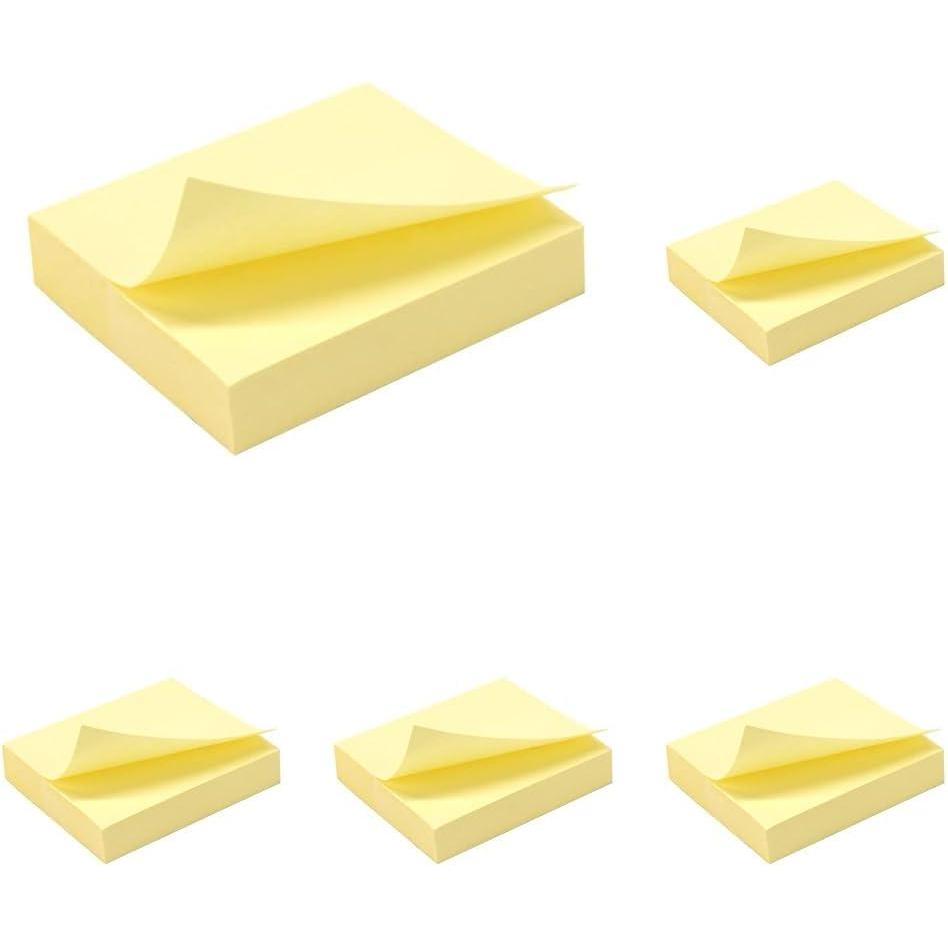 imageWAYTEX 931641 Notes autocollantes mini bloc de 100 feuilles jaune 75 mm x 125 mm adhsives repositionnables40 x 50 mm Lot de 5