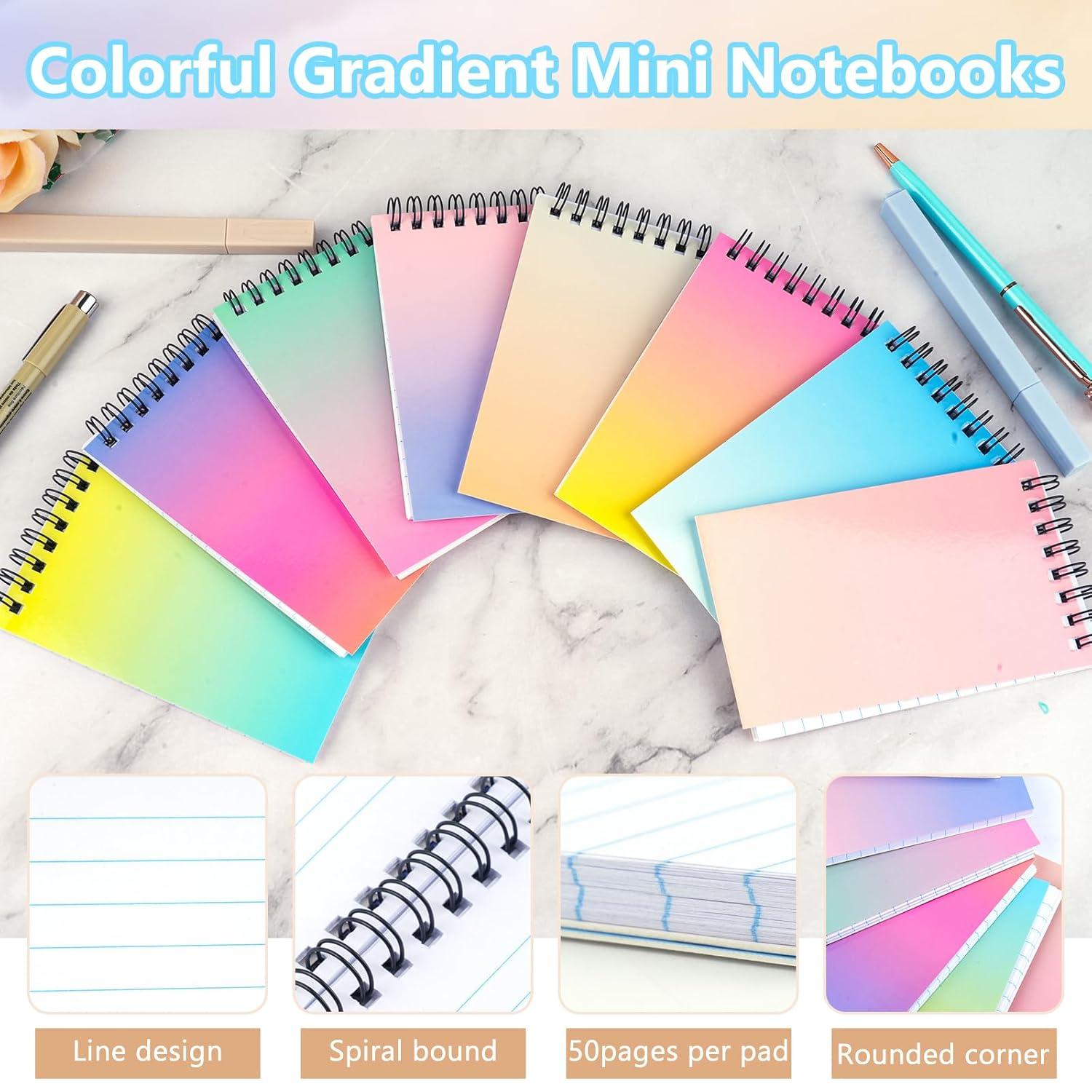 imageMaxmoc Lot de 8 mini blocsnotes spirale Format A7 Petits carnets de notes ligns avec reliure spirale Pour mmos bureau cole maison Couleur dgrad