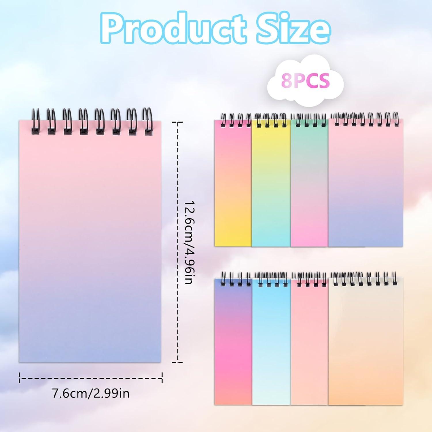 imageMaxmoc Lot de 8 mini blocsnotes spirale Format A7 Petits carnets de notes ligns avec reliure spirale Pour mmos bureau cole maison Couleur dgrad