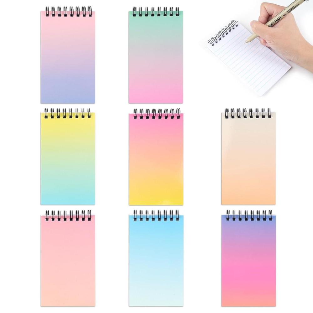 imageMaxmoc Lot de 8 mini blocsnotes spirale Format A7 Petits carnets de notes ligns avec reliure spirale Pour mmos bureau cole maison Couleur dgrad