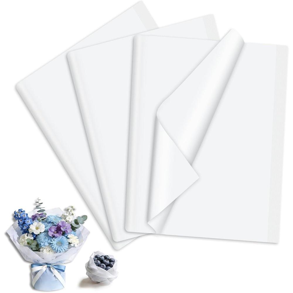 image:image120 Feuilles Papier de Soie35x50cmPapier de Soie Emballage pour Cadeau FleursPques MariageSaintValentinDIY Dcoration BlancBlanc
