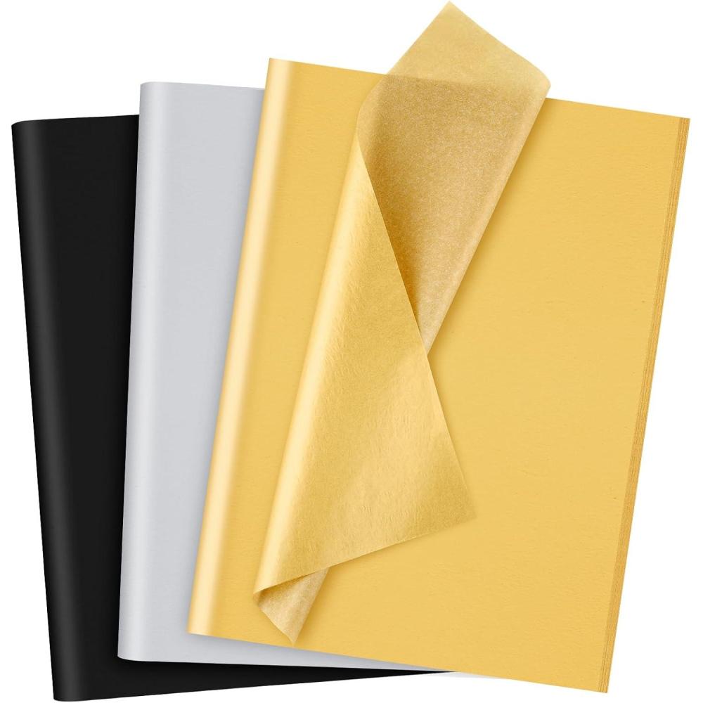 image:imageNEBURORA Assortiment de papier de soie rose 60 feuilles de papier demballage cadeau 3 couleurs en vrac pour la SaintValentin un anniversaire un mariage Pques emballage cadeau dcorationNoir Or Argent